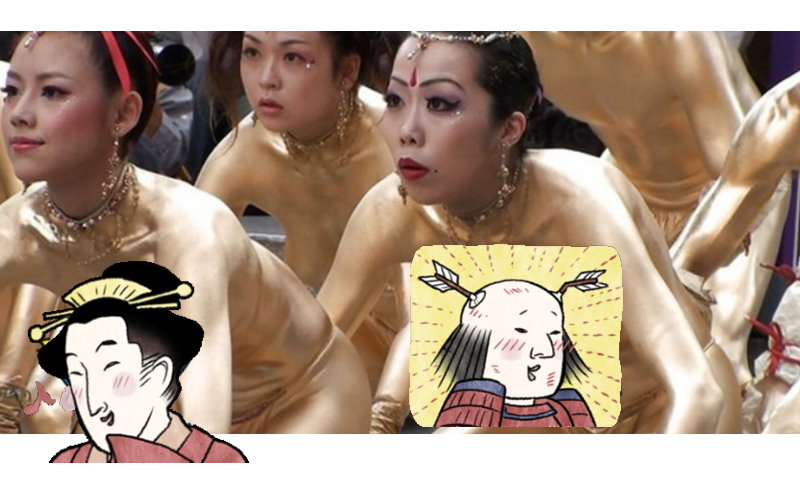 日本祭典大批「裸體金粉人」跳怪舞：崩壞的十八銅人？我到底是看了尛！ 