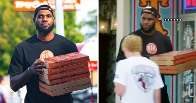 NBA巨星「詹皇」外送披薩被無視…  他一臉尷尬：莫非我還不夠紅？
